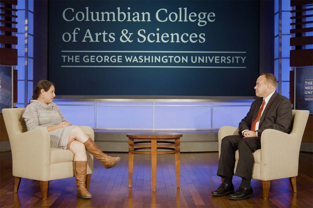 CCAS Dean Paul Wahlbeck and Assistant Professor of Biology Keryn Gedan