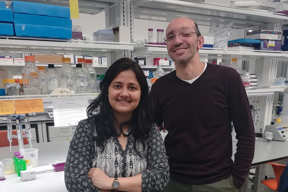 Dr. Sneh Harsh (left) with Dr. Eleftherianos (right)