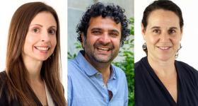 Headshots of Psychology’s Sarah Calabrese, Biology’s Keryn Gedan and Geography’s Aman Luthra.